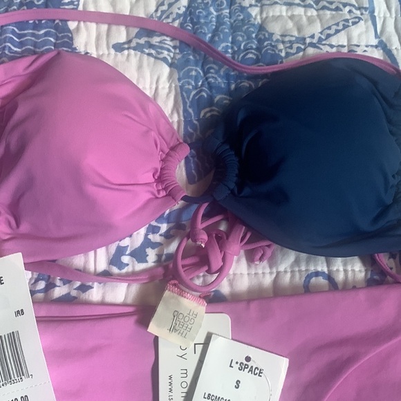 L*SPACE SET Freddie Bikini Top In Indigo Rosebud and Camacho bottom cla Rosebud - Picture 12 of 14